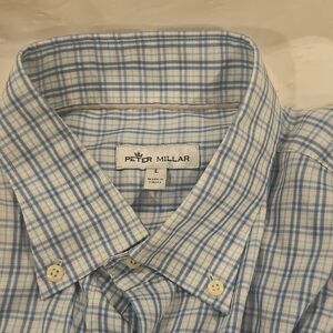 Peter Millar Light Blue Checkered Men's Shirt
